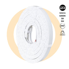 Neón LED flexible 3D 24V DC - 16x16mm - 5 metros - Kit completo - 12W/m - IP67 - Curvatura vertical y horizontal