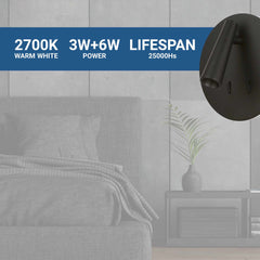 Aplique de pared "FELAM" - 3W + 6W - 2700K - CRI 85