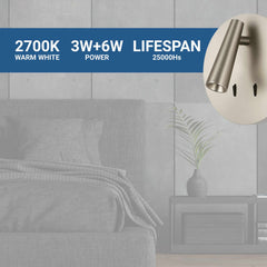Aplique de pared "FELAM" - 3W + 6W - 2700K - CRI 85