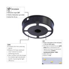 Farol de pie solar "MINILOT/ROSETTA" con sensor PIR - 4000K - 2 modos de funcionamiento