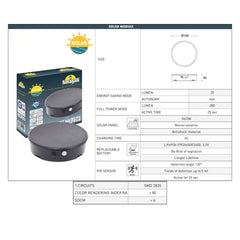 Farol de pie solar "MINILOT/ROSETTA" con sensor PIR - 4000K - 2 modos de funcionamiento