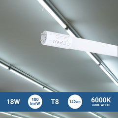 Tubo LED T8 con sensor de movimiento microondas 30-100% - 18W - 120 cm - 6000K