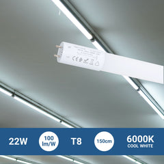 Tubo LED T8 con sensor de movimiento microondas 30-100% - 22W - 150 cm - 6000K