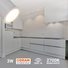 Downlight LED Mini 3W - Chip OSRAM - Bajo UGR - Ø 22mm
