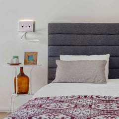 Aplique de pared para lectura "SLANGE 2" - 3W + 6W - Puerto USB + USB-C