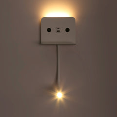 Aplique de pared para lectura "SLANGE 2" - 3W + 6W - Puerto USB + USB-C