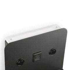Aplique de pared para lectura "SLANGE 2" - 3W + 6W - Puerto USB + USB-C