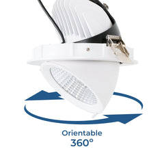 Downlight LED basculante empotrable - Chip especial para comercios - 40W