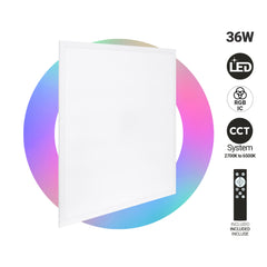 Plafón de techo LED Backlight - 60x60cm - 36W - CCT + RGB IC - Con mando a distancia