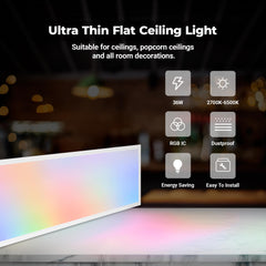 Plafón de techo LED Backlight - 120x30cm - 36W - CCT + RGB IC - Con mando a distancia