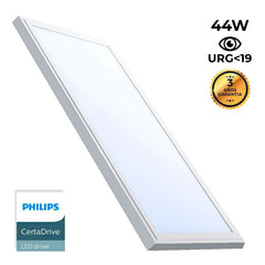 Panel LED slim de superficie 120X30 cm - Driver Philips - 44W - UGR19 - Con KIT de montaje