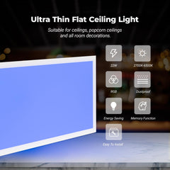 Plafón de techo LED Backlight - 60x30cm - 22W - CCT + 2RGB - Retroiluminado