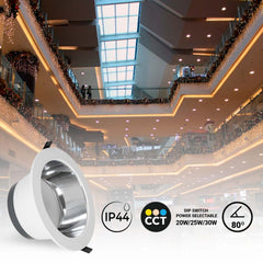 Downlight LED IP44 potencia ajustable 20W/25W/30W - CCT - 100lm/W - Corte Ø 200mm