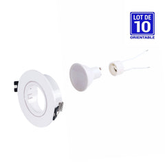 KIT x 10 - Aro downlight basculante + Bombilla GU10 5W + Casquillo GU10