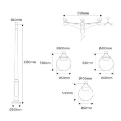 Poste Exterior de Tres Luces "GLOBE 400 MODERN" Fumagalli - 4 opciones - E27