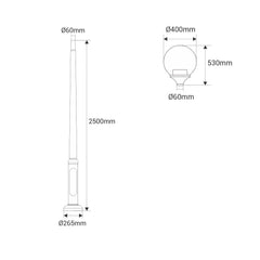 Poste de luz exterior "GLOBE 400 MODERN" Fumagalli - 4 opciones - E27