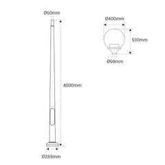 Poste de luz exterior "GLOBE 400 MODERN" Fumagalli - 4 opciones - E27