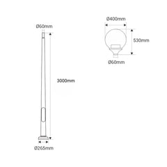 Poste de luz exterior "GLOBE 400 MODERN" Fumagalli - 4 opciones - E27