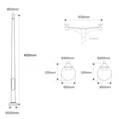 Poste Exterior de Dos Luces "GLOBE 400 MODERN" Fumagalli - 4 opciones - E27