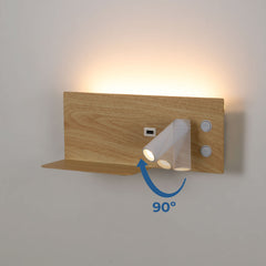 Aplique de pared para lectura con puerto USB "Kerta" - Iluminación doble - 3W+7W