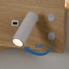 Aplique de pared para lectura con puerto USB "Kerta" - Iluminación doble - 3W+7W