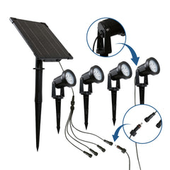 Kit x 4 focos solares exterior con panel solar - 5W - IP66 - 3000K