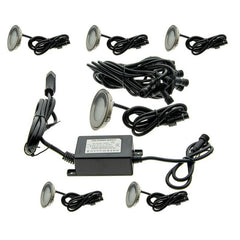 Kit 6 focos LED empotrables en suelo Ø58x9mm 0,5W 12V-DC IP67