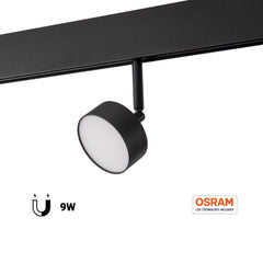 Luminaria circular LED para carril magnético 48V - 9W - Ø7.5cm - CRI90 - Chip OSRAM