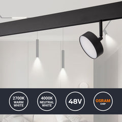 Luminaria circular LED para carril magnético 48V - Ø9.5cm - 12W - CRI90 - OSRAM