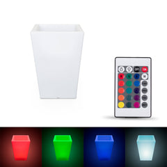 Macetero cuadrado LED RGBW - 12W - Recargable - Mando a distancia