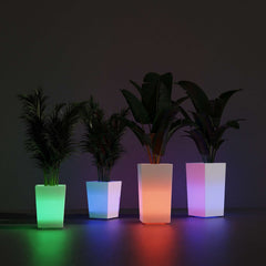 Macetero cuadrado LED RGBW - 24W - Recargable - Mando a distancia