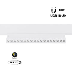 Foco lineal orientable para carril magnético 48V CCT - 18W - Regulación DALI-2 - UGR18