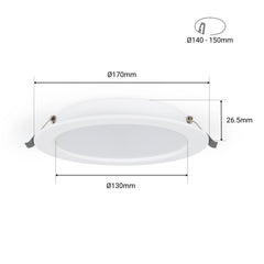 Downlight LED empotrable circular - 15W - Corte Ø140mm