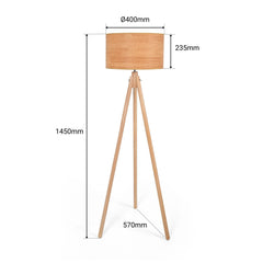 Lámpara de pie trípode "MARTINE" - Madera - E27