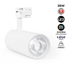 Proyector LED para carril monofásico - 36W - CCT - TRIAC regulable - CRI90