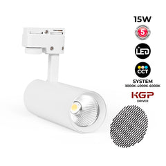 Proyector LED para carril monofásico - CCT - 15W - CRI 90 - Driver KGP