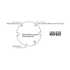 Driver regulable DALI DT6 NFC monocolor 220-240V - Salida 10-42V DC - 15W- 200-700mA