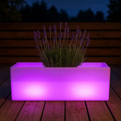 Macetero rectangular LED RGBW - 24W - Recargable - Mando a distancia