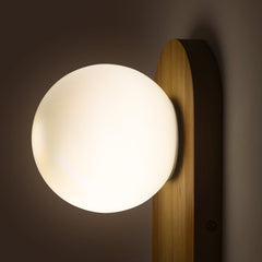 Aplique de pared bola cristal "SOMA" con interruptor - E27 - Madera