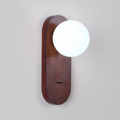 Aplique de pared bola cristal "SOMA" con interruptor - E27 - Madera