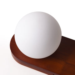 Aplique de pared bola cristal "SOMA" con interruptor - E27 - Madera