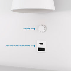 Aplique de pared para lectura con puerto USB y USBC "BASKOP" - 6W - Izquierda y Derecha