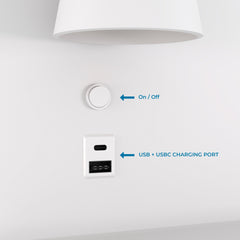 Aplique de pared para lectura con puerto USB y USBC "BASKOP" - 6W - Izquierda y Derecha