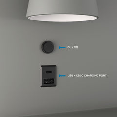 Aplique de pared para lectura con puerto USB y USBC "BASKOP" - 6W - Izquierda y Derecha