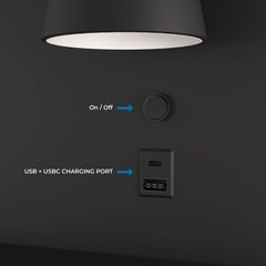 Aplique de pared para lectura con puerto USB y USBC "BASKOP" - 6W - Izquierda y Derecha