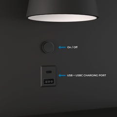 Aplique de pared para lectura con puerto USB y USBC "BASKOP" - 6W - Izquierda y Derecha