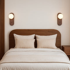 Aplique de pared bola cristal "SOMA" con interruptor - E27 - Madera