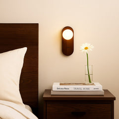 Aplique de pared bola cristal "SOMA" con interruptor - E27 - Madera