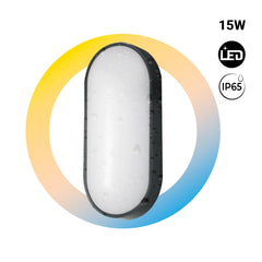 Plafón LED exterior ovalado - 15W - CCT - 1500lm - IP65