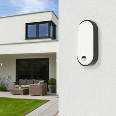 Plafón LED exterior ovalado con sensor PIR - 15W - CCT - IP65
